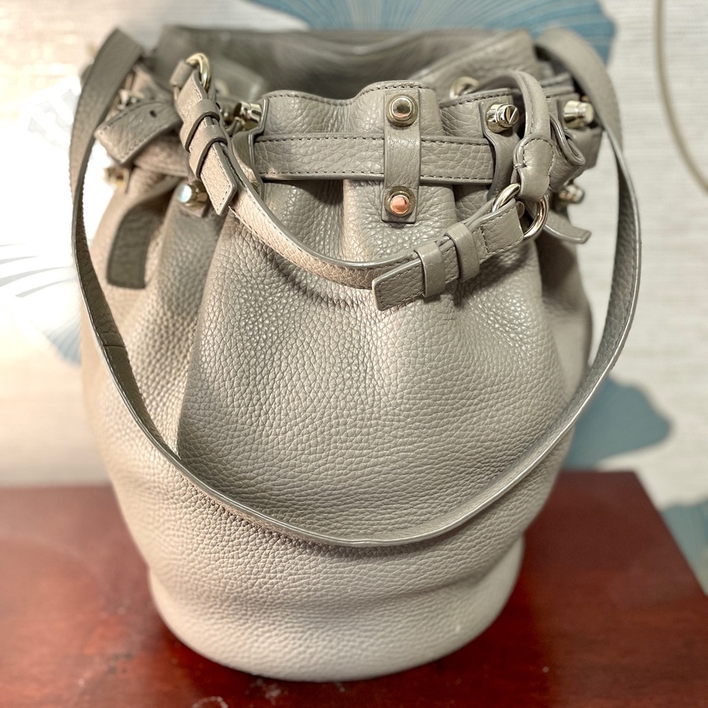Alexander Wang Grey Textured Leather Bucket Bag